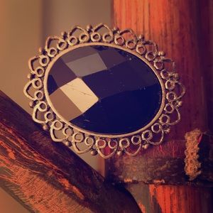 Silver and black ring - elastic